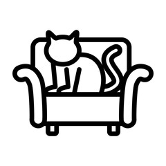 Cat Sofa Vector Line Icon Design