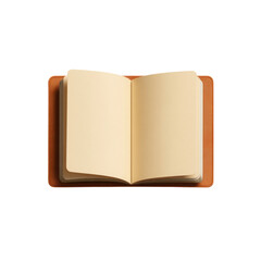 Open Blank Notebook with Brown Leather Cover - Top View