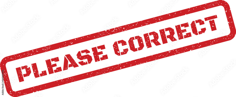 Aufkleber distressed rectangular rubber stamp with please correct text, document edit vector