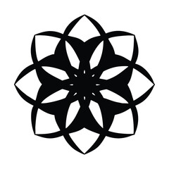 Floral Silhouette: A striking black floral silhouette, exuding elegance and simplicity, presents a perfect design element with intricate petal forms and radial symmetry.