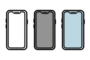 Three phones showing technology diversity representing choice and innovation on a clean white