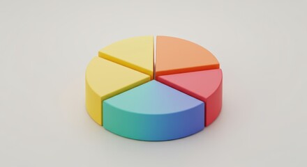 Vibrant pie chart, rendered in 3D, showcasing a colorful depiction of statistical data