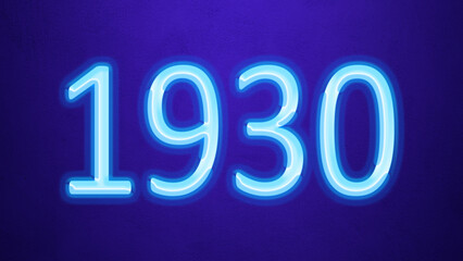 Glowing blue number design of 1930 on blue background.