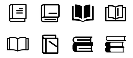 Minimal Book Icons Pack Open, Closed and Stacked Books