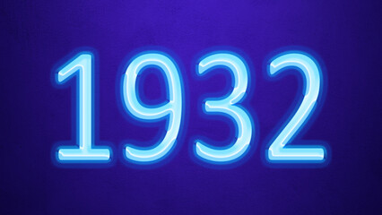 Glowing blue number design of 1932 on blue background.