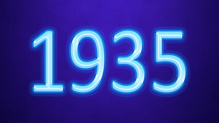 Glowing blue number design of 1935 on blue background.