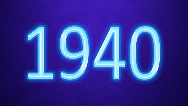 Glowing blue number design of 1940 on blue background.