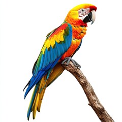 Fototapeta premium Vibrant parrot perched on branch, showcasing colorful plumage