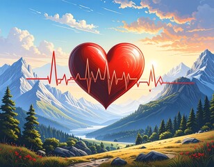 Background with red ECG (heart rate) lines on a white gradient. Suitable for medical designs, World Heart Day posters, or health campaigns.