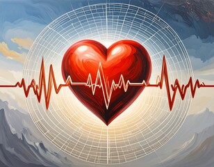 Background with red ECG (heart rate) lines on a white gradient. Suitable for medical designs, World Heart Day posters, or health campaigns.