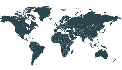 World map. Black modern vector map. Silhouette map.
