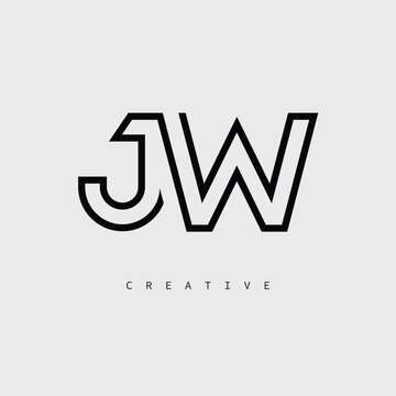 JW Creative Letter Logo &ndash; Minimal Line Monogram in Black Outline for Modern Branding Identity Design.