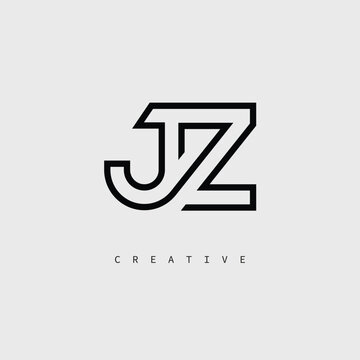 JZ Creative Letter Logo &ndash; Minimal Line Monogram in Black Outline for Modern Branding Identity Design.