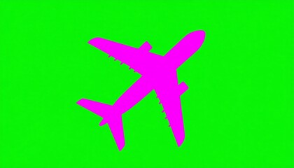 Obraz premium Pink Airplane Silhouette on Green Background