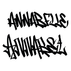 Annabelle annabel holy name list meaning baptism bible christian religius graffiti handstyle lettering tags black and white logo