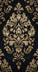 Ornate gold damask pattern on dark background