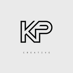 Fototapeta premium KP Creative Letter Logo – Minimal Line Monogram in Black Outline for Modern Branding Identity Design.