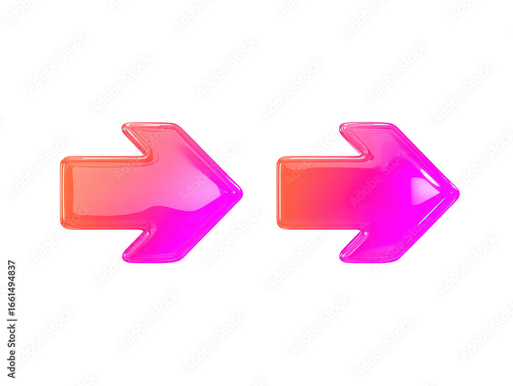 Poster pink glossy arrow right direction digital icon isolated on transparent background modern style vibra