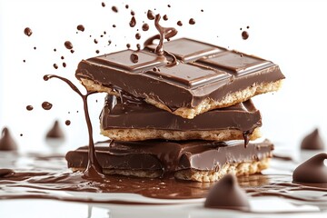 A yummy chocolate bar isolated on a white background