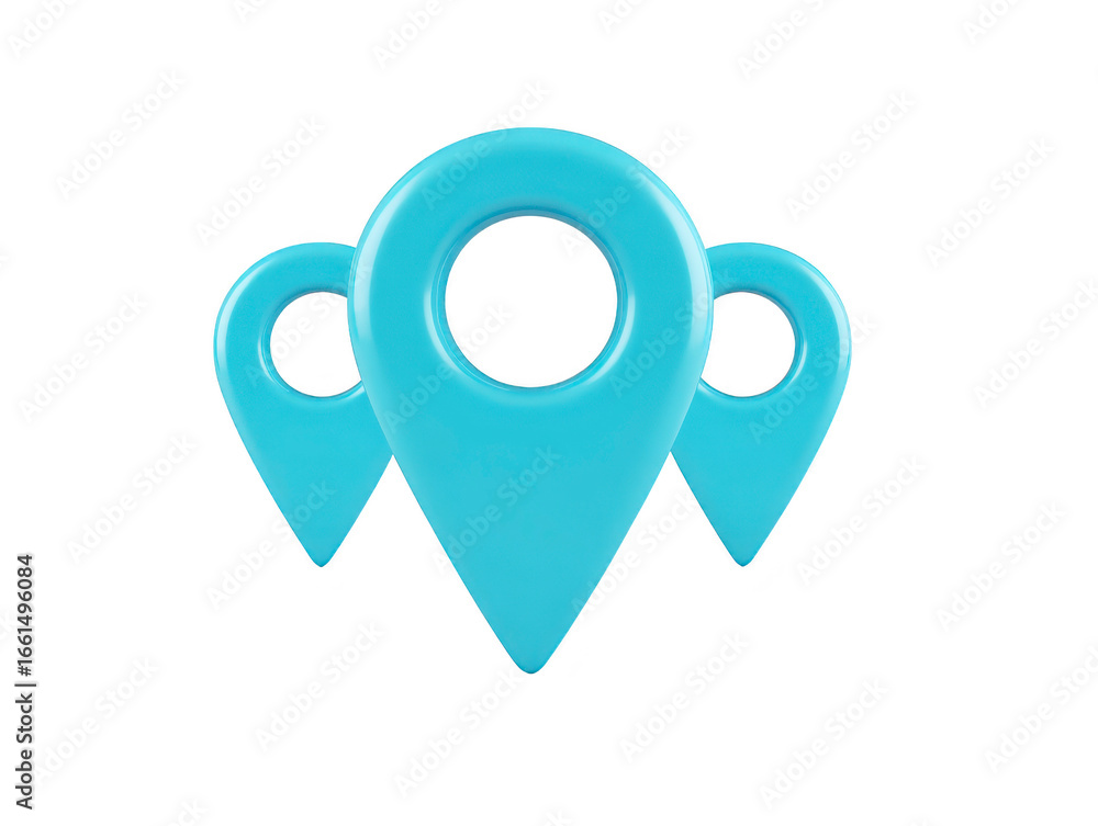 Poster blue location pin icon navigation marker map symbol 3d illustration isolated on transparency backgro