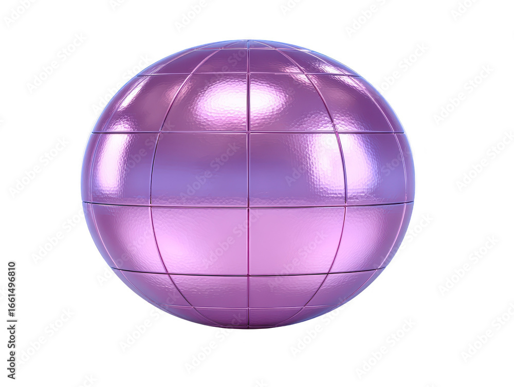 Aufkleber glossy purple sphere metallic texture geometric grid pattern futuristic design reflective surface di