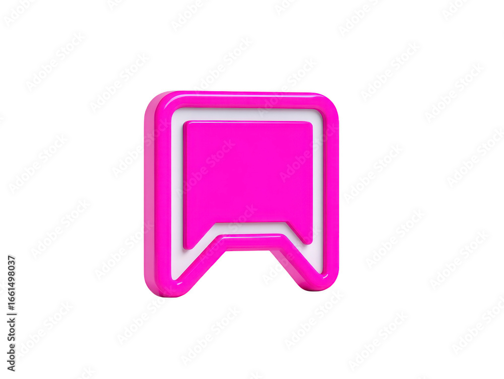Poster pink bookmark icon 3d symbol isolated transparency background digital glossy pink bookmark icon 3d s