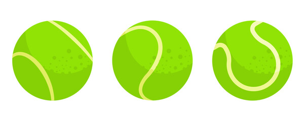 Green tennis balls set - vector illustration