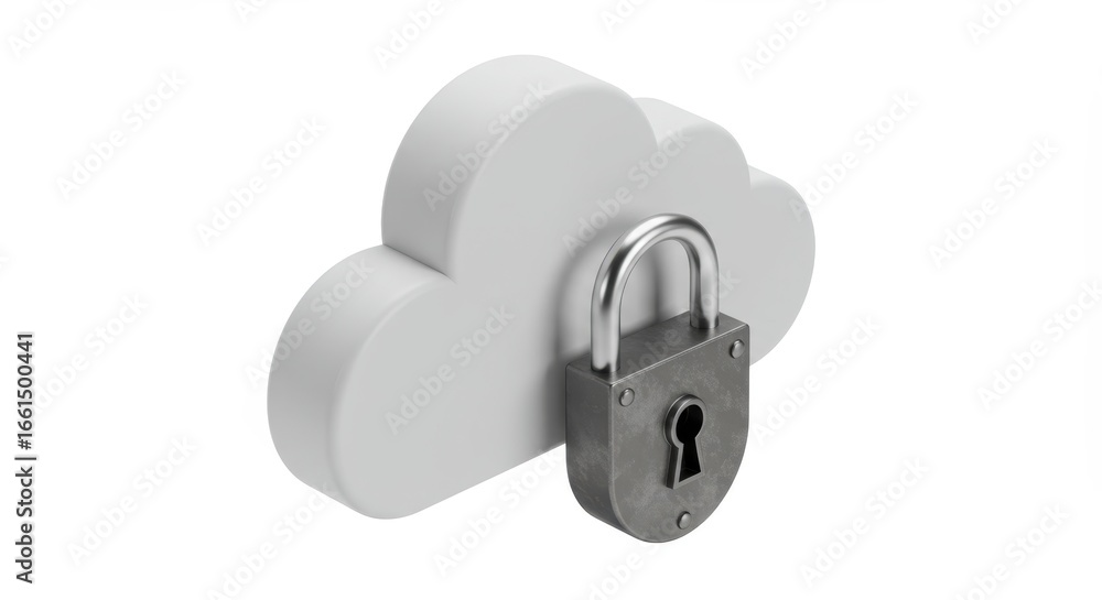 Poster secure cloud computing illustration depicting data protection and privacy concept