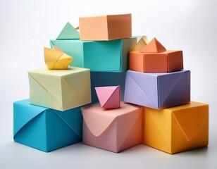 Generated image Children's Toys - colored papers on a white background without shadows