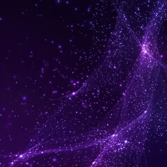Fototapeta premium Abstract purple digital cosmic landscape. Particles and lines create flowing, ethereal forms