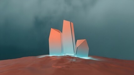 Chromatic Monolith Forest With Haloed Spire and Stormfront