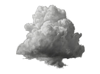 Dramatic monochrome cumulus cloud isolated on black background, Isolated On Transparent Background