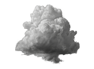 Dramatic monochrome cumulus cloud isolated on black background, Isolated On Transparent Background