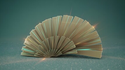 Crystalline Fan Array of Wafer‑Thin Blades on Petrol‑Teal Vignette