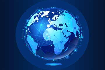 globe on blue background