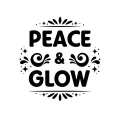 Peace and Glow decorative vector design element with flourish and sparkle accents for holiday greetings or motivational messages adding a touch of elegance to any project