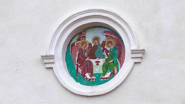 Green and white church cathedral Troitskaya Tserkov in Mir Belarus.