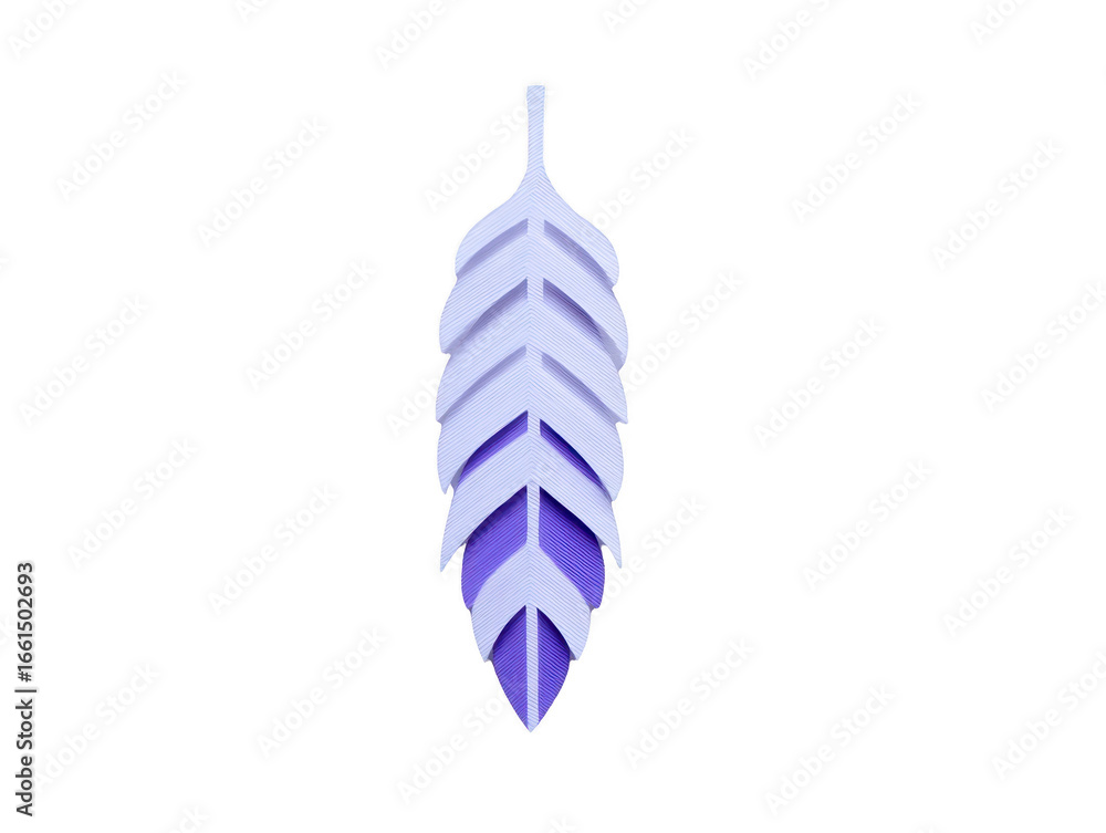 Poster purple feather minimalist isolated transparency background modern decorative single soft abstract el
