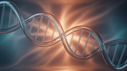 Liquid Glass Helix With Warm Core Light on Moody Teal Background