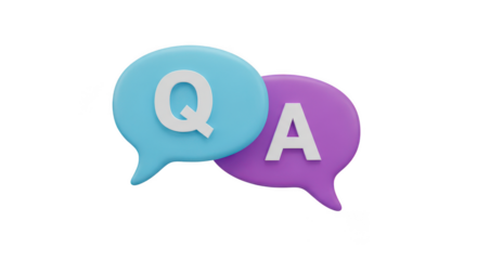 Question and answer speech bubbles on transparent background
