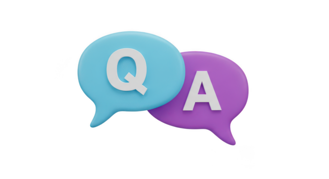 Question and answer speech bubbles on transparent background