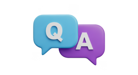 Question and answer chat bubbles on transparent background