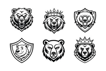 bear solid black silhouette vector design bundle.