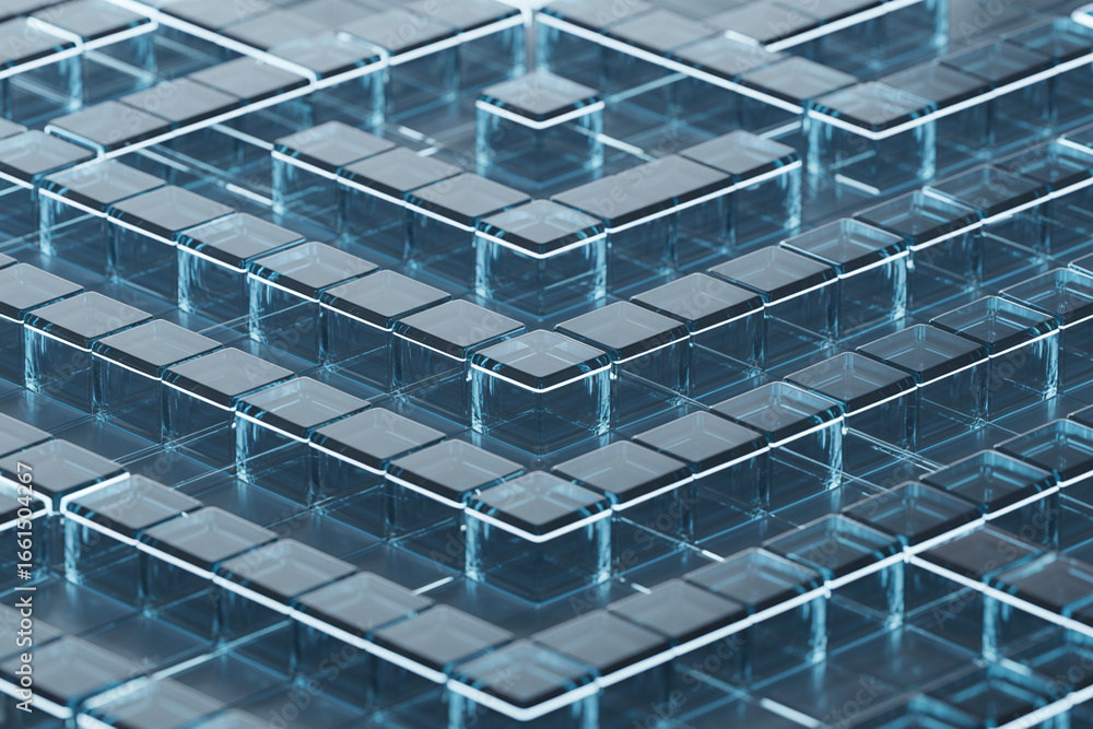 Aufkleber abstract futuristic technology background with glass cubes and grid pattern for digital innovation d