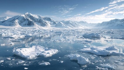 Obraz premium Antarctic Icebergs Reflecting a Blue Sky