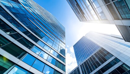 Modern skyscrapers against blue sky