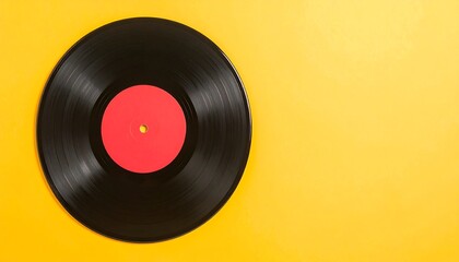 Vinyl Record on Yellow Background