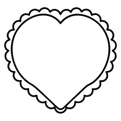 Heart Scallop Frame Line Art Coloring Page Decorative Design