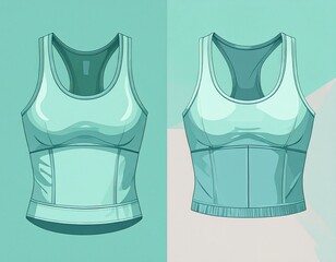 A plain sports bra mockup with front and back views. Perfect for activewear, fitness fashion, and sports brand designs.