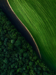 Simple and elegant scenery, contrasting farms and forests